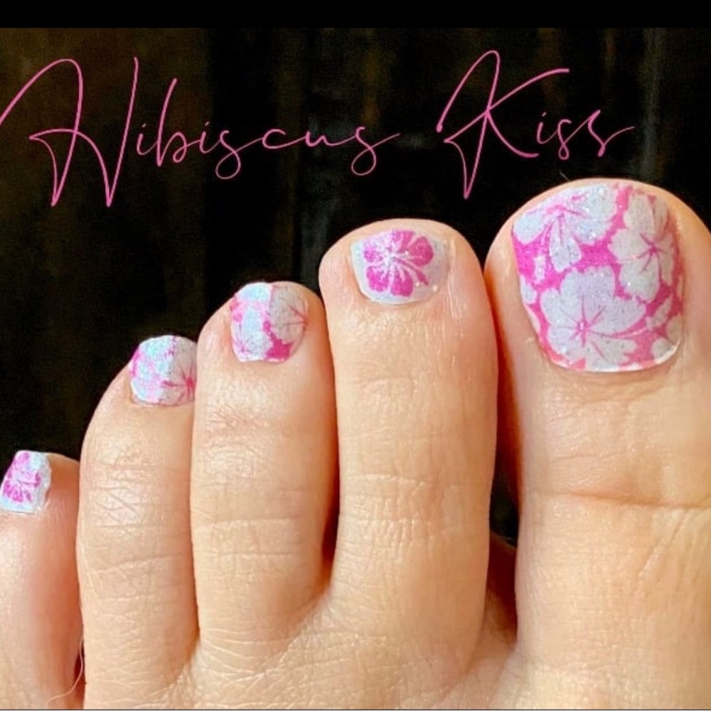 *Retired* Color Street: Hibiscus Kiss (Pedicure) | Floral Tropical Summer Pink - Picture 2 of 15